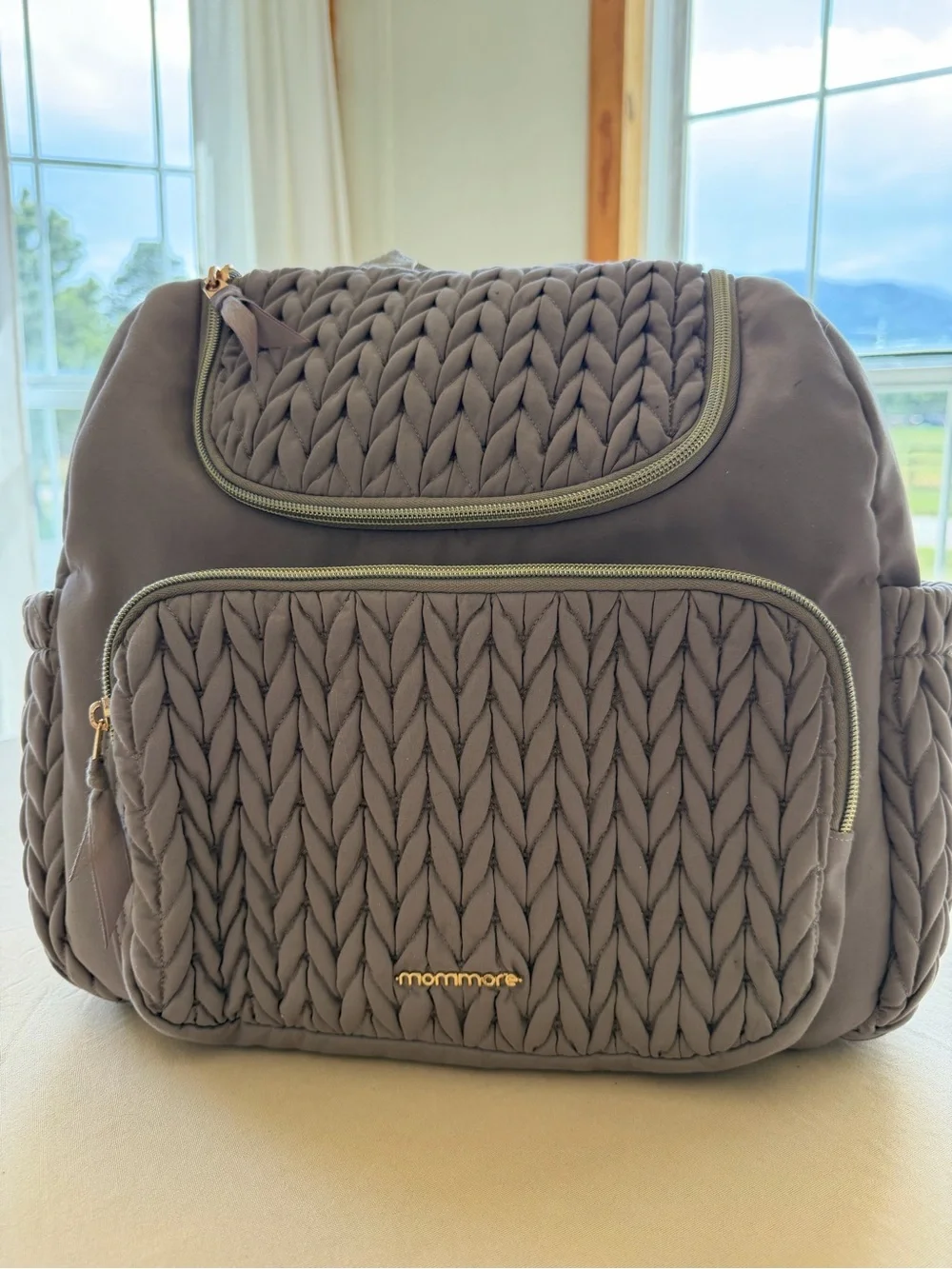 Mommoré Quilted Gray Women’s Backpack Tote